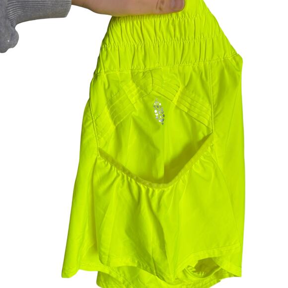 FP Movement The Way Home Shorts Neon Yellow Large Lined Active Running Gym - Picture 9 of 13